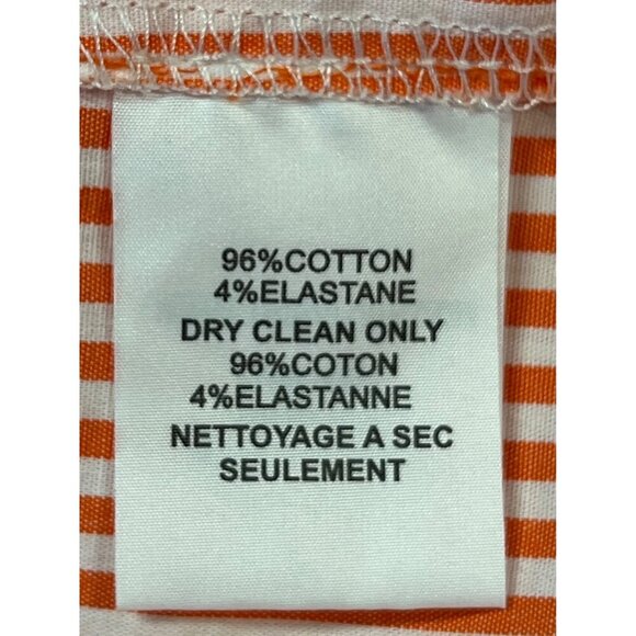 TRINA TURK Womens Orange White Stripe Size Medium Short Sleeve Peasant Dress EUC - Picture 9 of 9